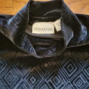 Vintage Black Velvety Mock Neck Shirt